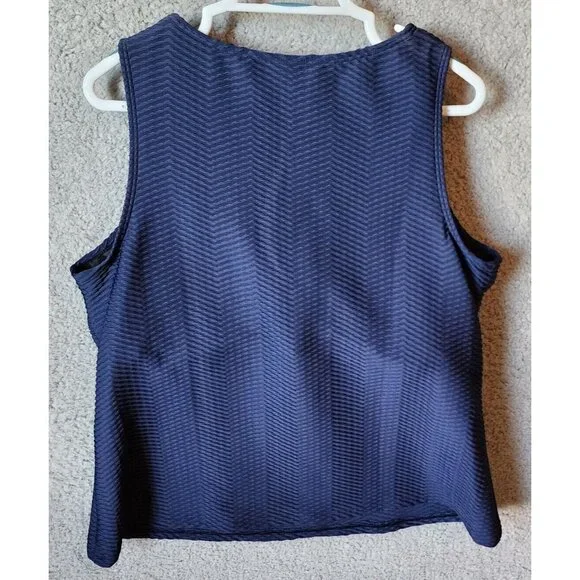 Lands' End Women's High Neck Tankini Swim Top Padded Textured Modest Blue 18W DD - Picture 9 of 11